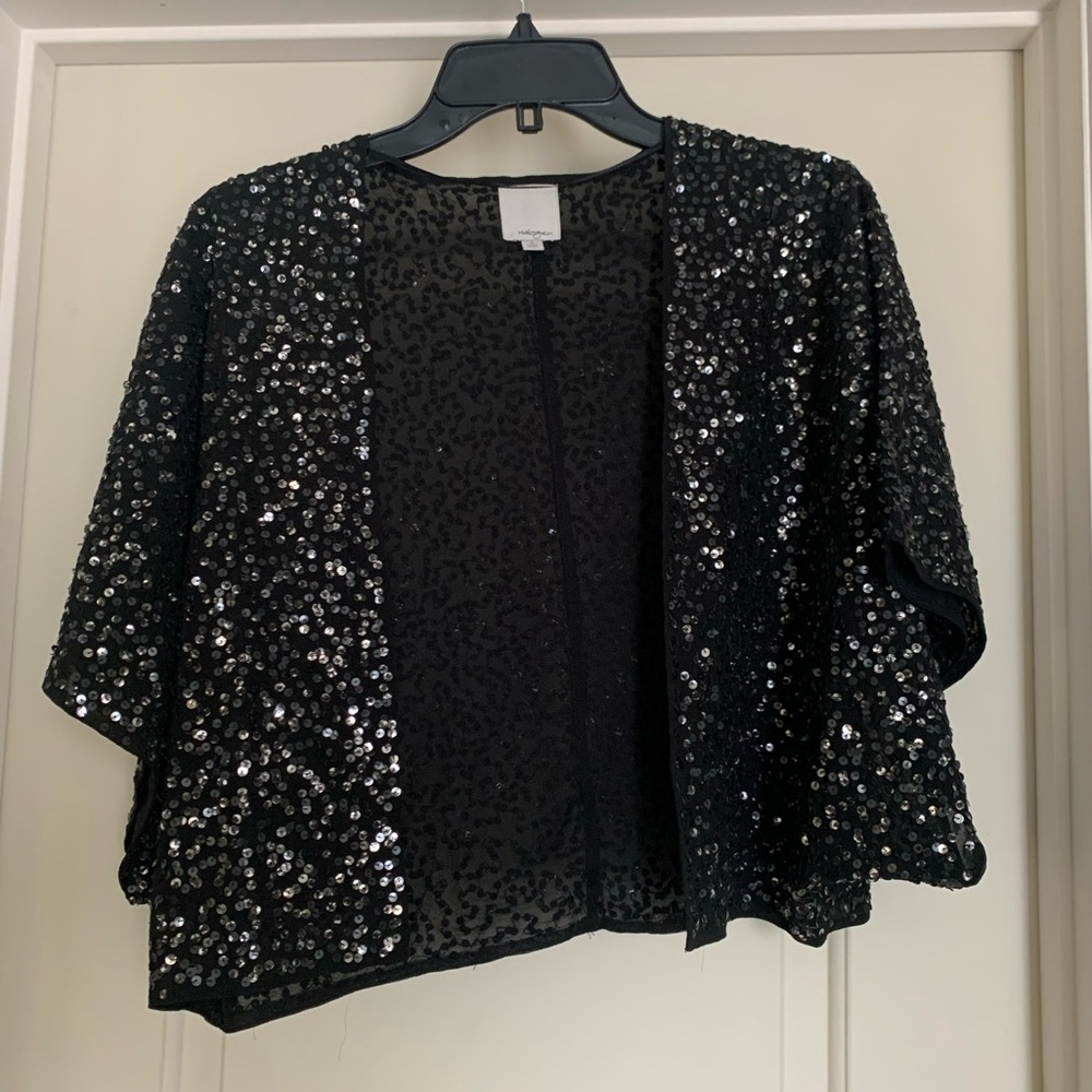 Black Sequin Shrug Halogen size small Petite